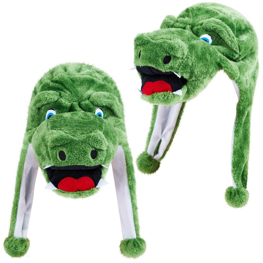 1573 2 Pcs Christmas Crocodile Plush Hat Soft Warm Stuffed Animal Hat